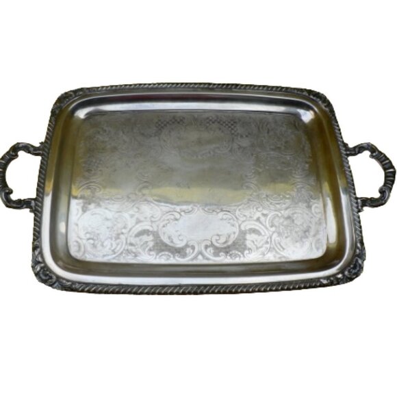 Antique Marlboro Old English Reproduction Silver Plate Over Copper Serving Tray - Picture 8 of 8